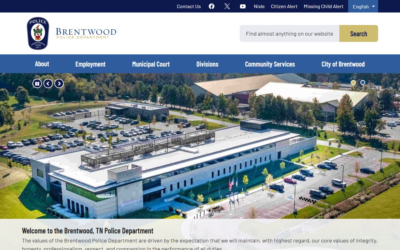 Brentwood Police Department website for Brentwood jail roster