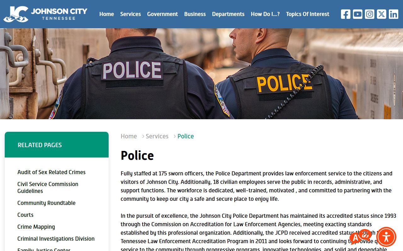Johnson City Police Department website for Johnson City jail roster