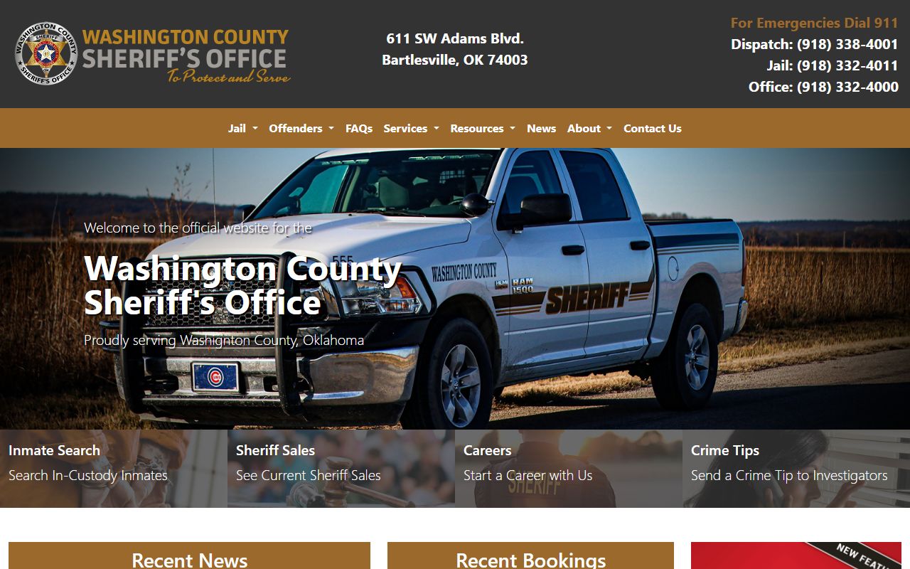 Washington County Sheriff website for Johnson City jail roster