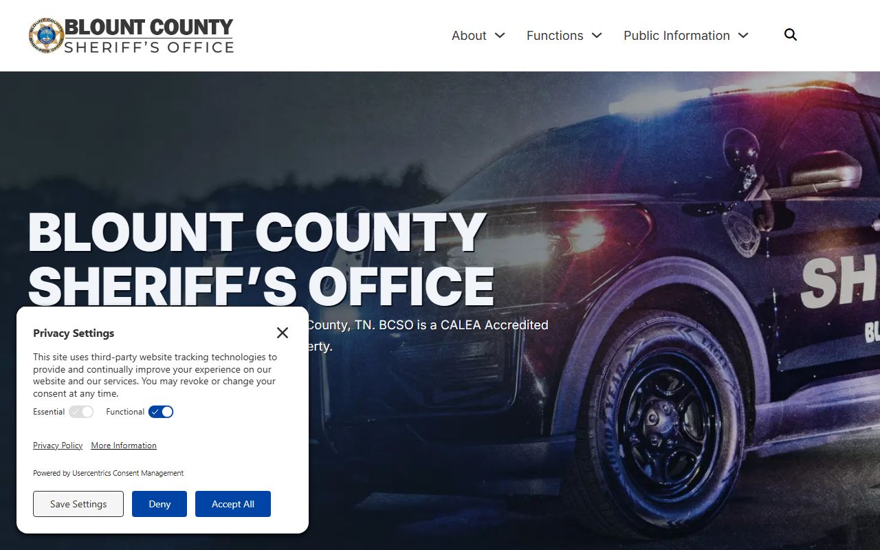 Blount County Sheriff's Office website for Maryville jail roster