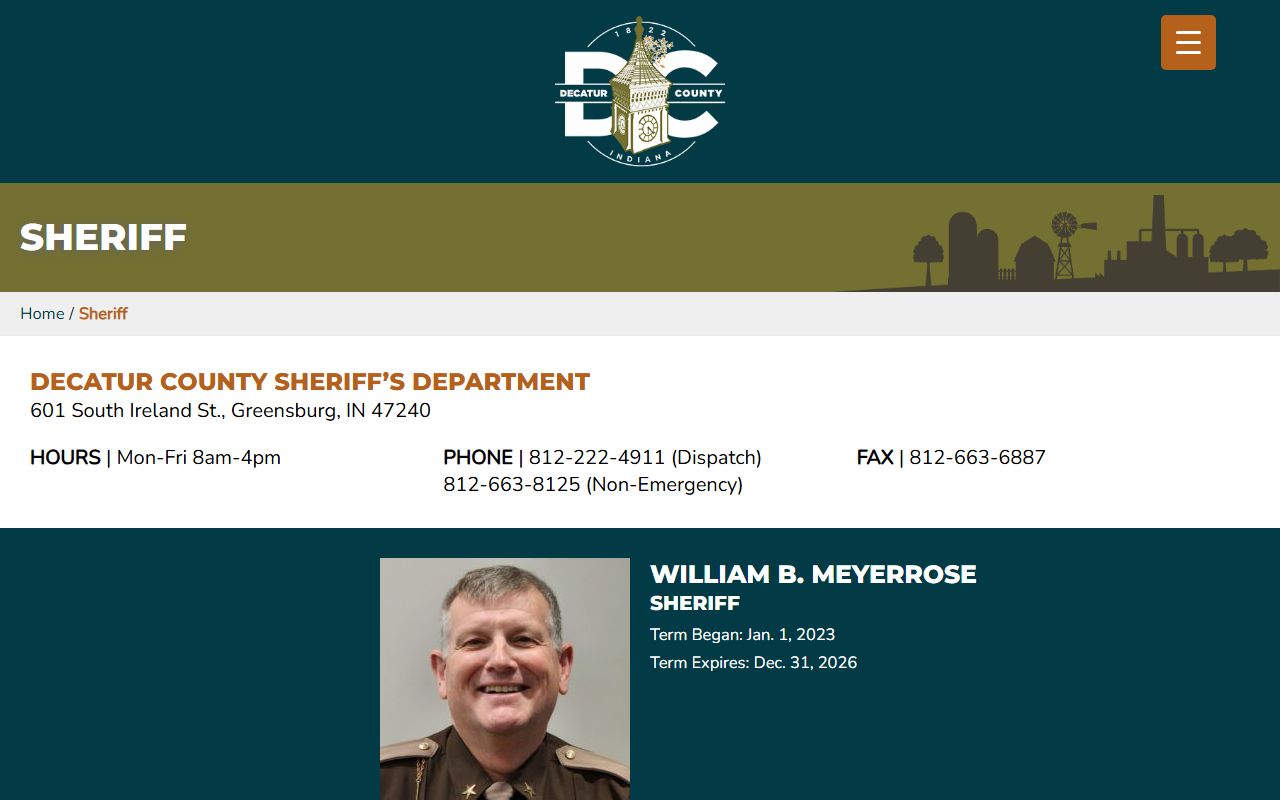 Decatur County Sheriff's Office website for jail roster