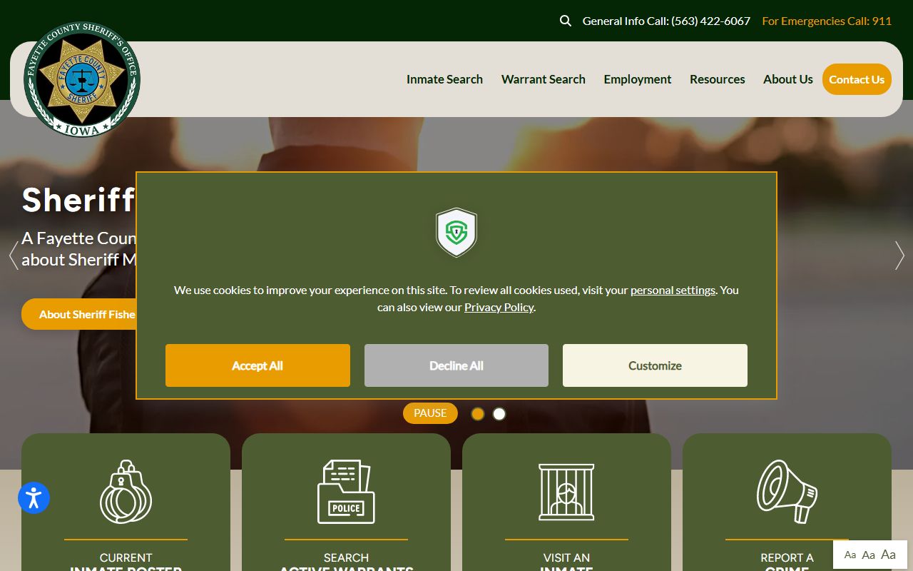 Fayette County Sheriff's Office jail roster page