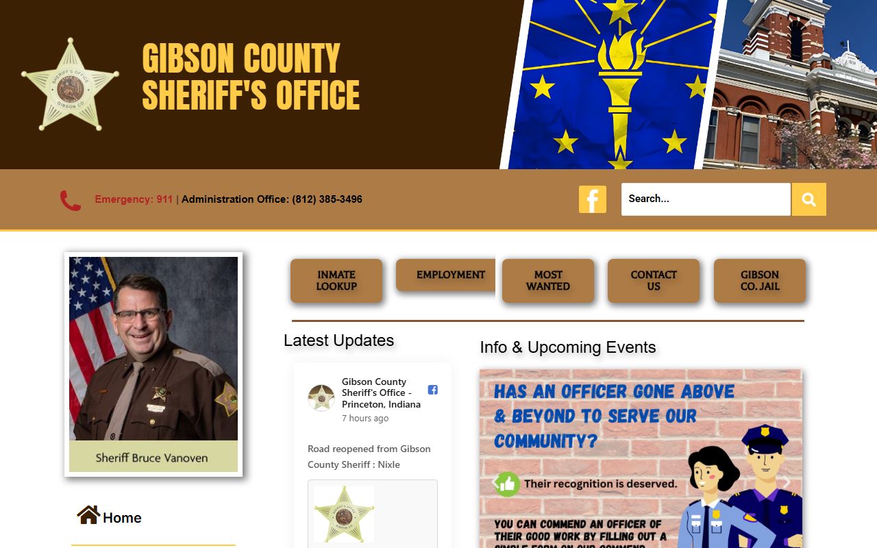 Gibson County Sheriff's Office website for jail roster
