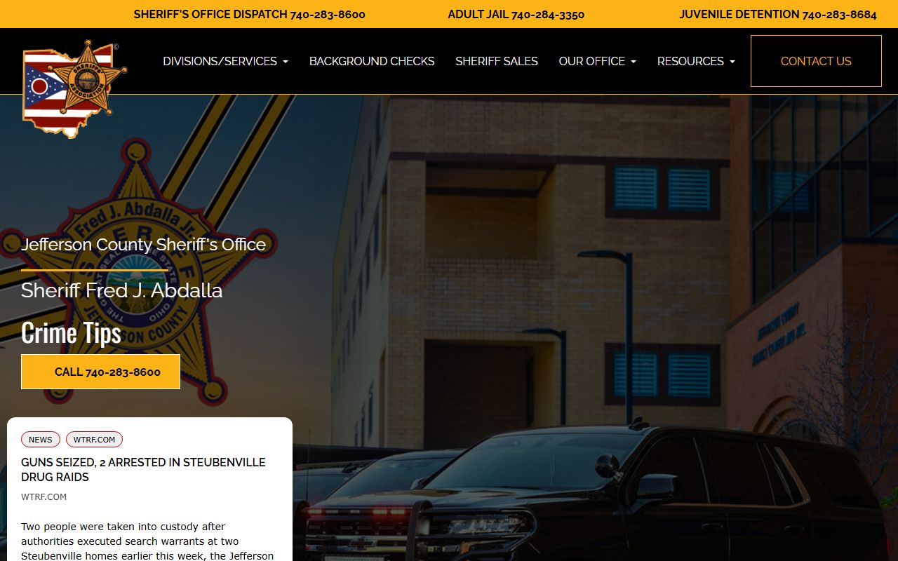 Jefferson County Sheriff's Office website for jail roster