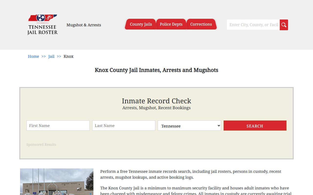 Knox County jail information and arrest records lookup