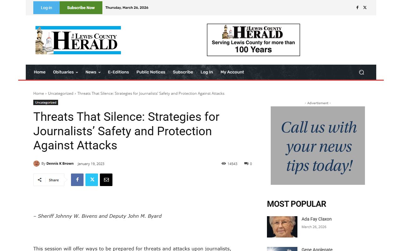 Lewis County Sheriff's Office website for jail roster