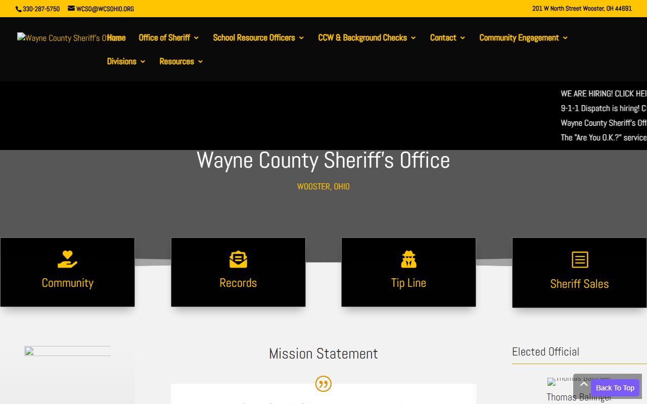 Wayne County Sheriff's Office website for jail roster